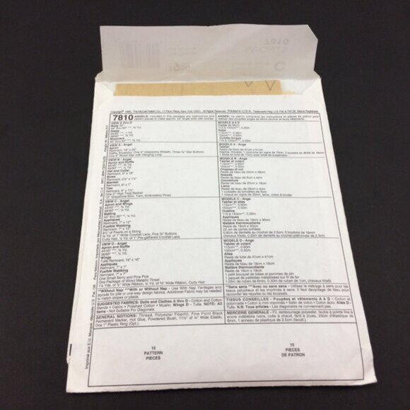 McCall's Crafts Pattern 7810 Angel Dolls with Clothes Seasonal Holiday Uncut - Picture 3 of 11